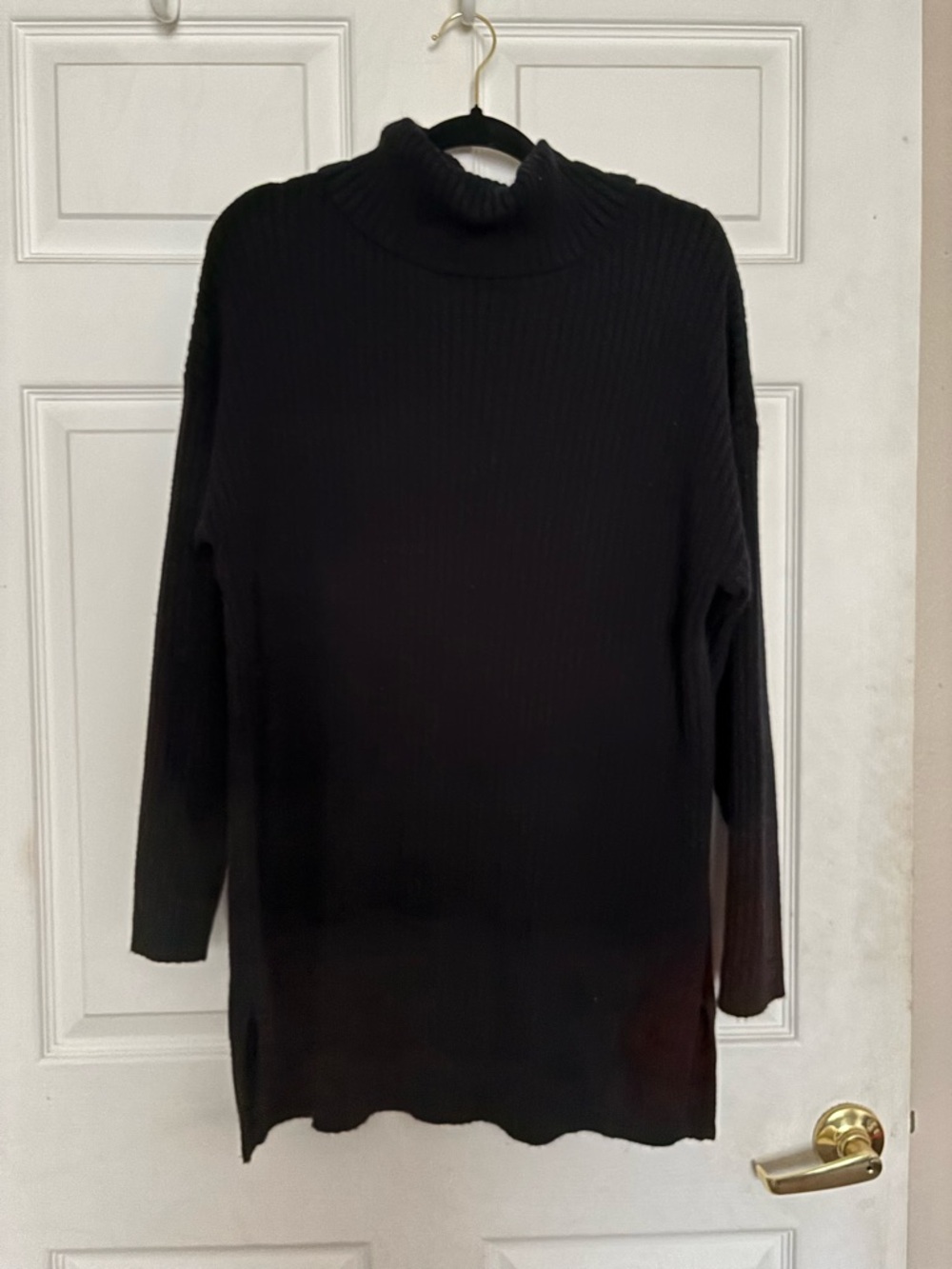 Black Ribbed Turtleneck Sweater Dress